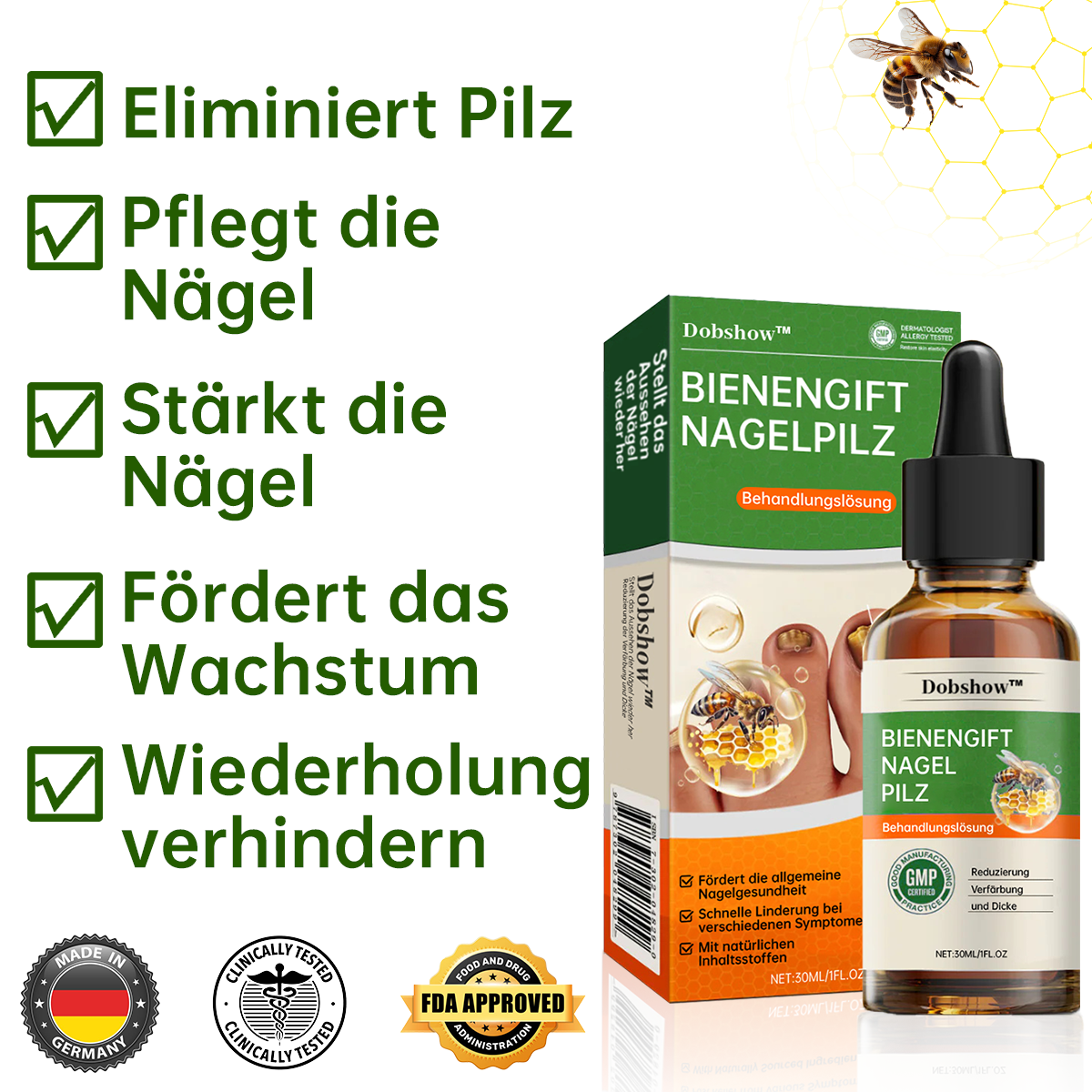 Dobshow™ Bienengift Nagelpilz-Behandlung Liquid🛡️